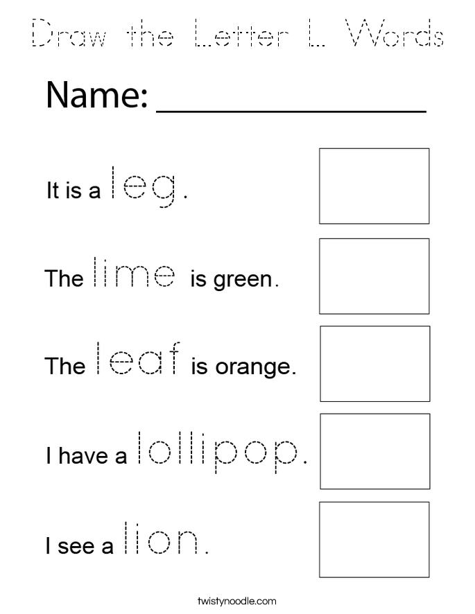 Draw the Letter L Words Coloring Page