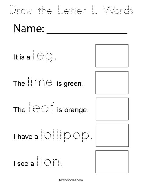 Draw the Letter L Words Coloring Page