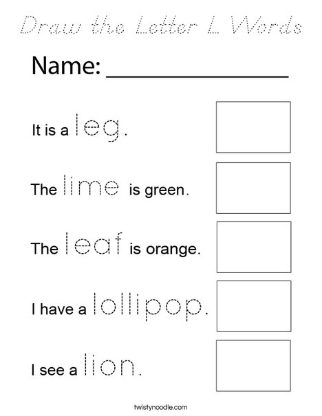 Draw the Letter L Words Coloring Page