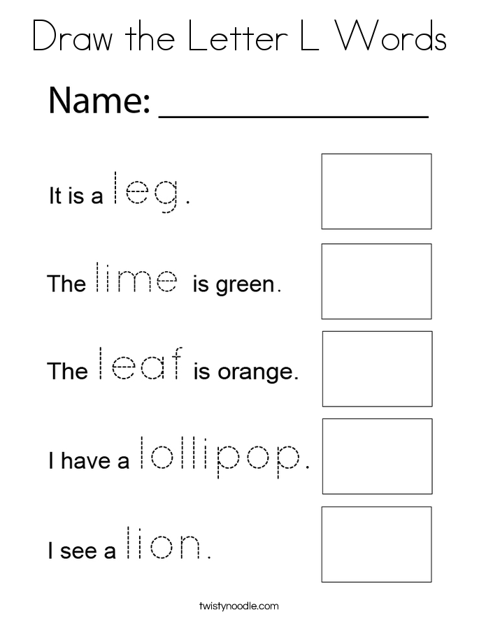 Draw the Letter L Words Coloring Page