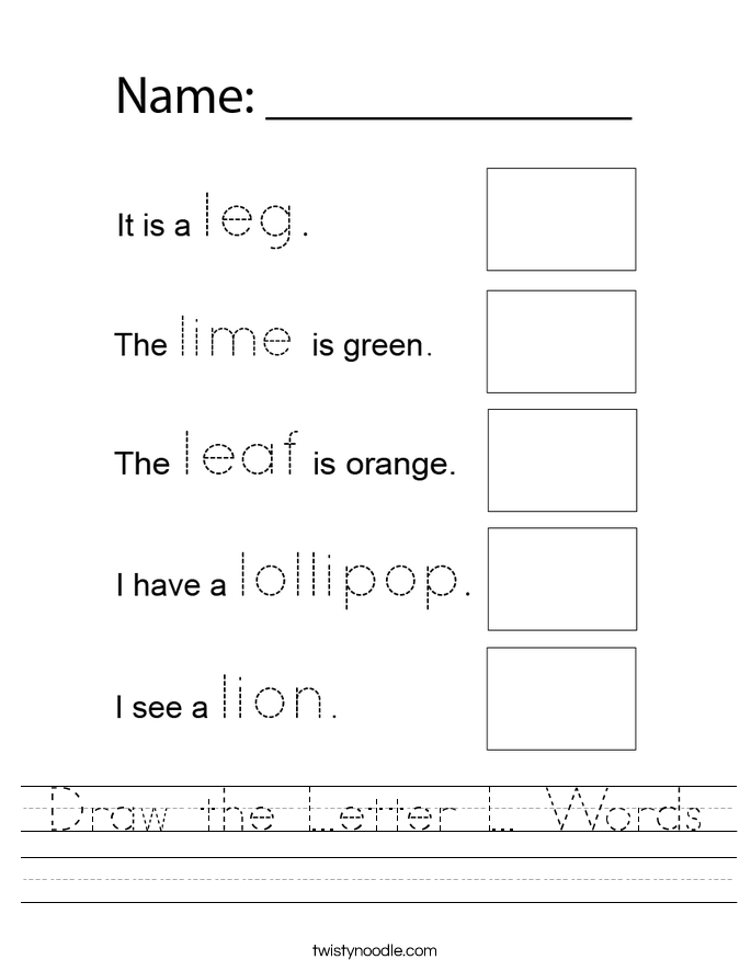 Draw the Letter L Words Worksheet