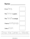 Draw the Letter L Words Worksheet