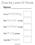 Draw the Letter M Words Coloring Page