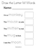 Draw the Letter M Words Coloring Page