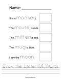 Draw the Letter M Words Worksheet