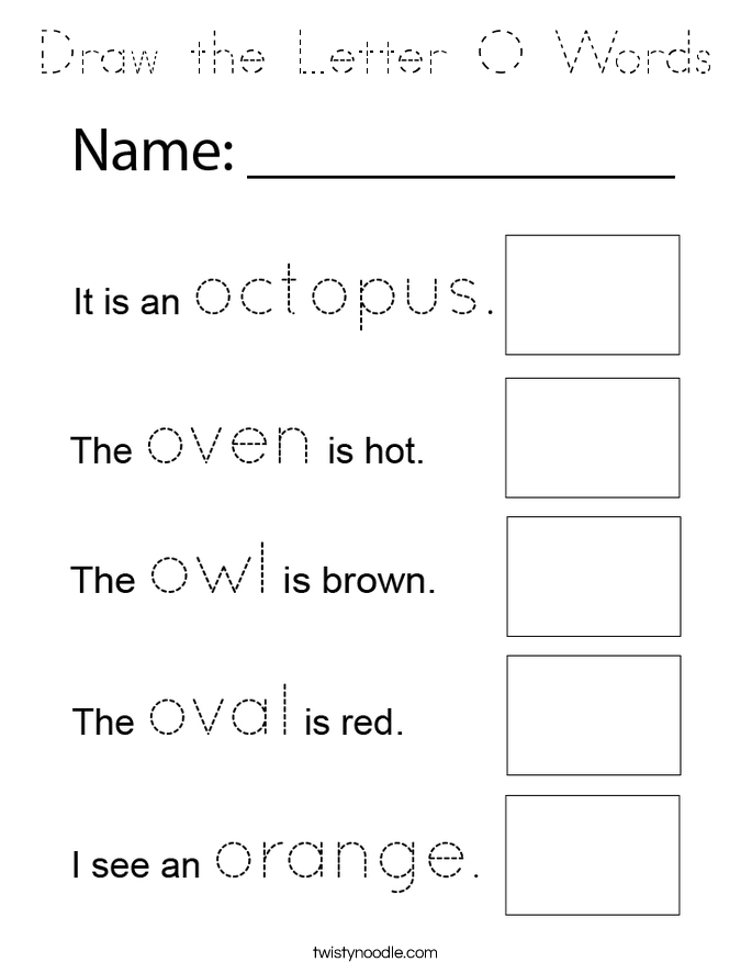 Draw the Letter O Words Coloring Page