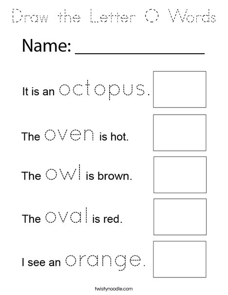 Draw the Letter O Words Coloring Page