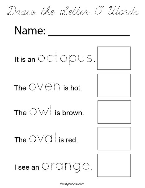 Draw the Letter O Words Coloring Page