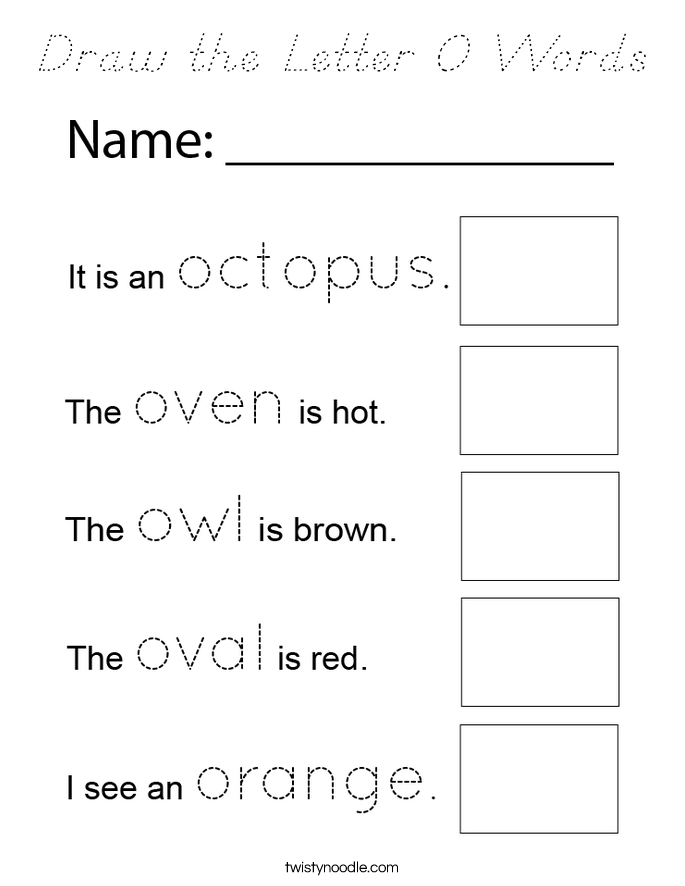 Draw the Letter O Words Coloring Page