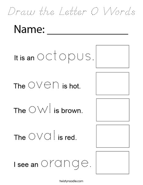 Draw the Letter O Words Coloring Page