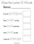 Draw the Letter O Words Coloring Page