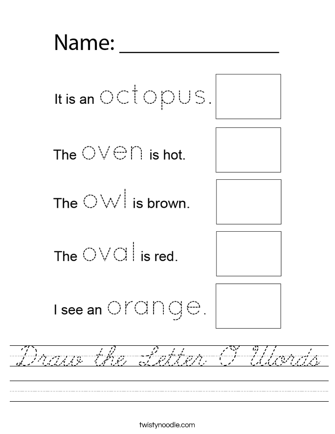 Draw the Letter O Words Worksheet