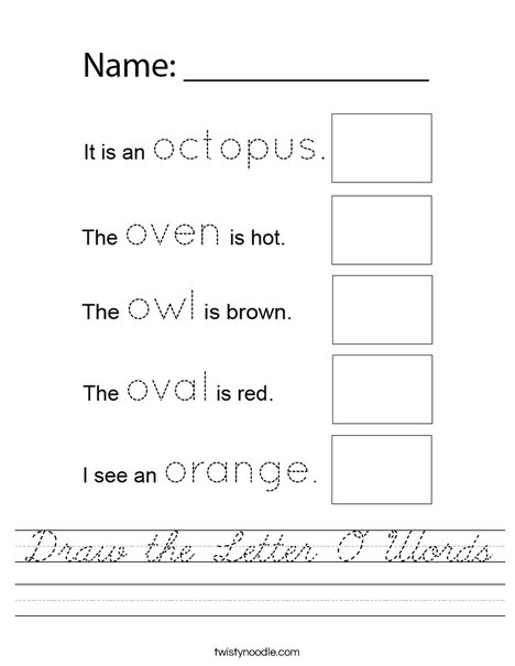 Draw the Letter O Words Worksheet
