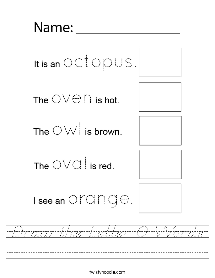 Draw the Letter O Words Worksheet