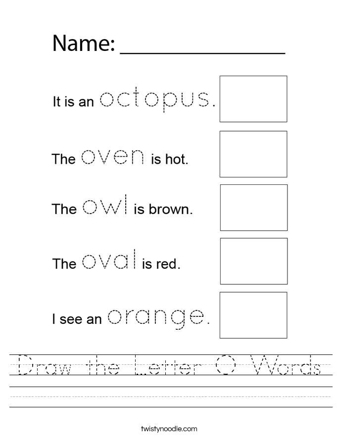 Draw the Letter O Words Worksheet