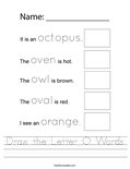 Draw the Letter O Words Worksheet