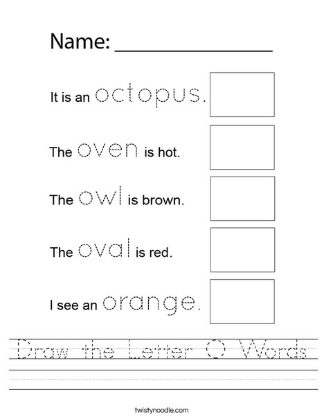 Draw the Letter O Words Worksheet