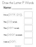 Draw the Letter P Words Coloring Page