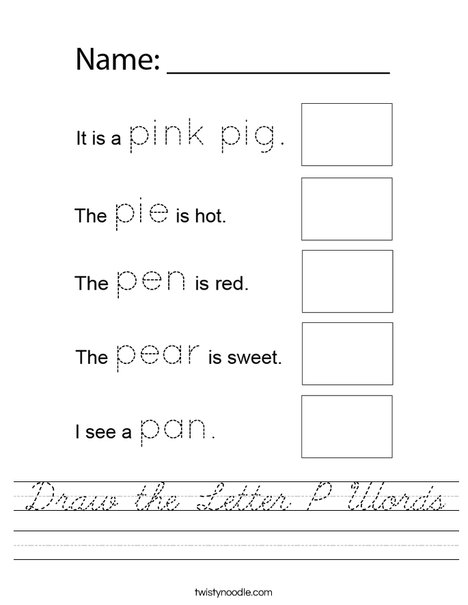 Draw the Letter P Words Worksheet