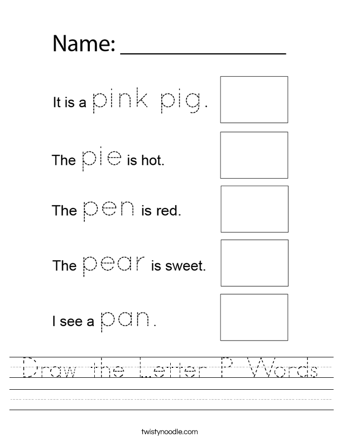 Draw the Letter P Words Worksheet