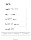 Draw the Letter P Words Worksheet