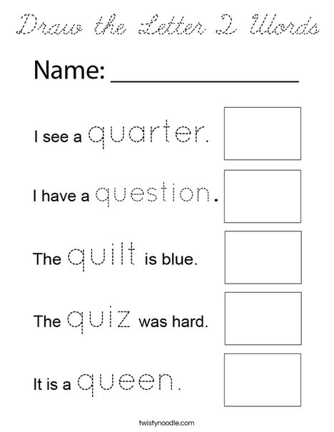 Draw the Letter Q Words Coloring Page