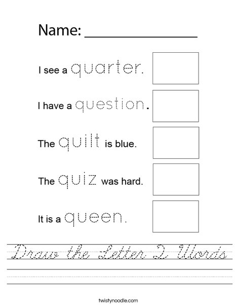Draw the Letter Q Words Worksheet