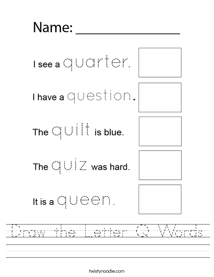 Draw the Letter Q Words Worksheet