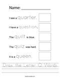 Draw the Letter Q Words Worksheet