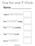 Draw the Letter R Words Coloring Page