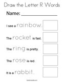 Draw the Letter R Words Coloring Page