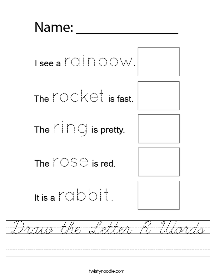 Draw the Letter R Words Worksheet
