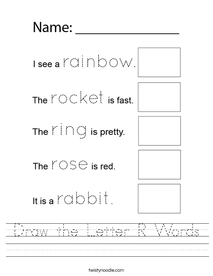 Draw the Letter R Words Worksheet
