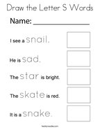 Draw the Letter S Words Coloring Page