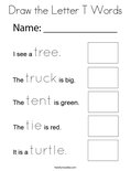 Draw the Letter T WordsColoring Page