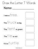 Draw the Letter T Words Coloring Page