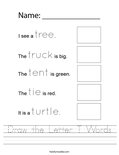 Draw the Letter T Words Worksheet