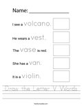 Draw the Letter V Words Worksheet