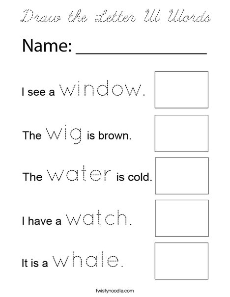 Draw the Letter W Words Coloring Page