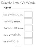 Draw the Letter W Words Coloring Page
