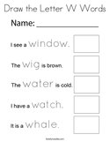 Draw the Letter W Words Coloring Page