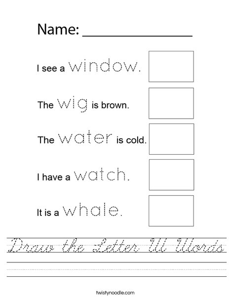 Draw the Letter W Words Worksheet