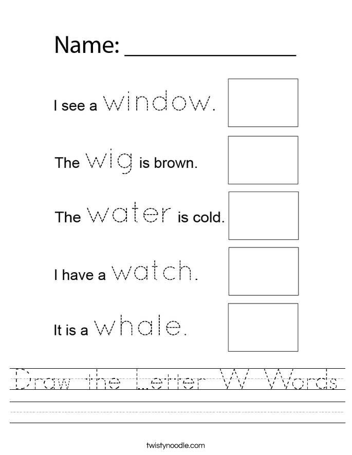 Draw the Letter W Words Worksheet