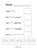 Draw the Letter X Words Worksheet