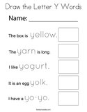 Draw the Letter Y Words Coloring Page