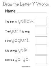 Draw the Letter Y Words Coloring Page