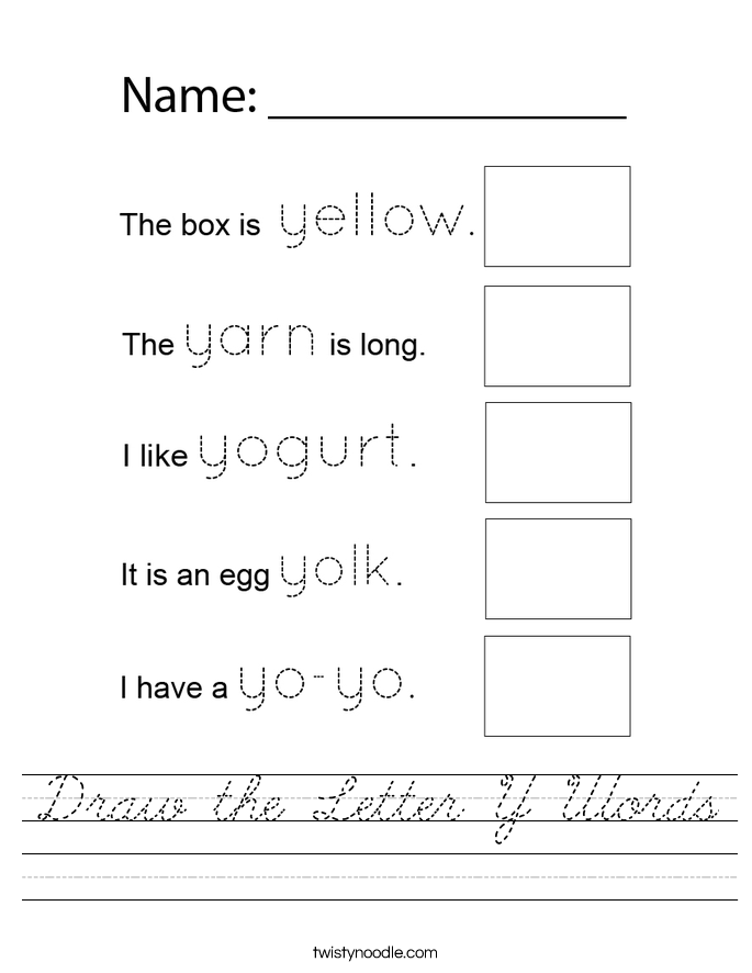 Draw the Letter Y Words Worksheet