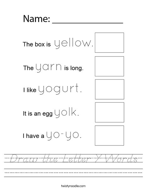 Draw the Letter Y Words Worksheet