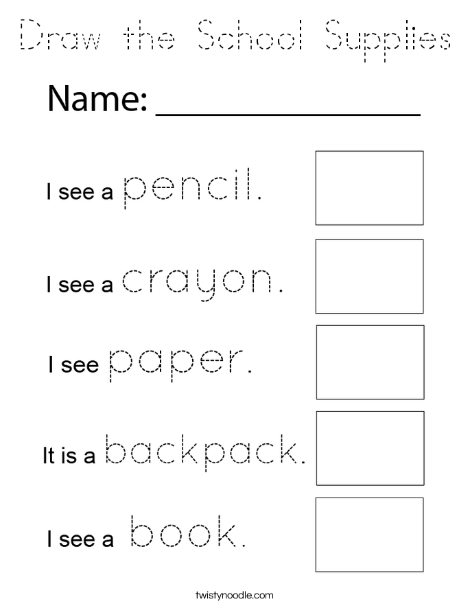 Draw the School Supplies Coloring Page
