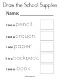 Draw the School Supplies Coloring Page